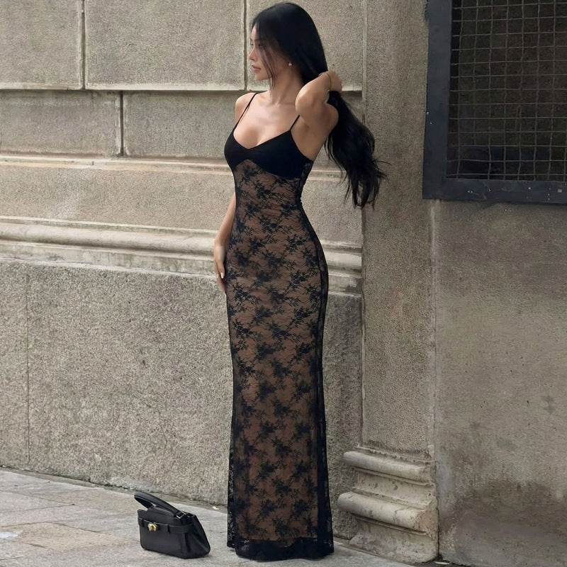 Damen Spitzen-Maxisommerkleid Drune