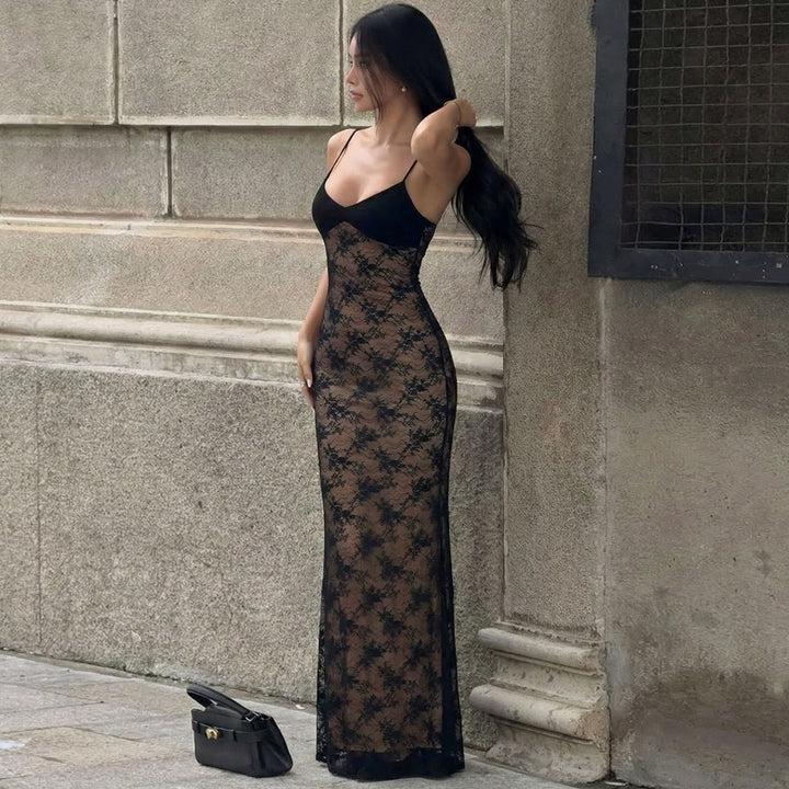 Damen Spitzen-Maxisommerkleid Drune