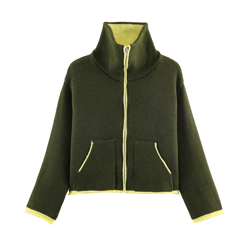 Damen modische Oversized Fleecejacke mit hohem Kragen und praktischen Taschen Drune
