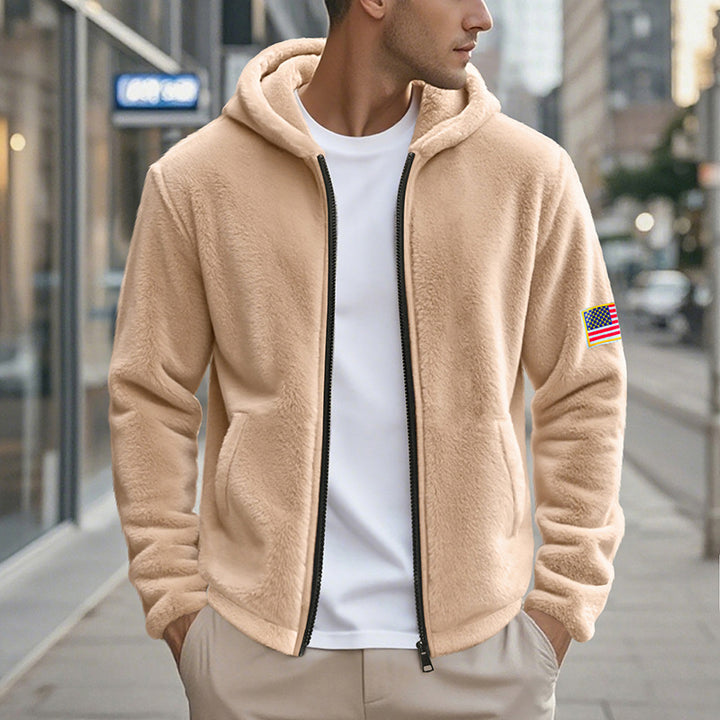 Herren gemütlicher Kapuzenpullover aus weichem Fleece mit bequemem Schnitt Drune