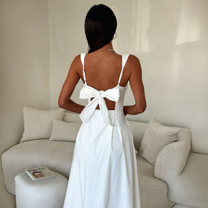 Damen Maxi-Kleid mit schulterfreiem Design und eleganten Rüschendetails Drune