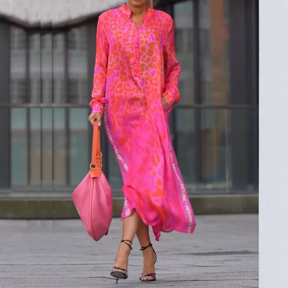 Damen Maxikleid mit modischem Leopardenmuster und schimmernden Details Drune