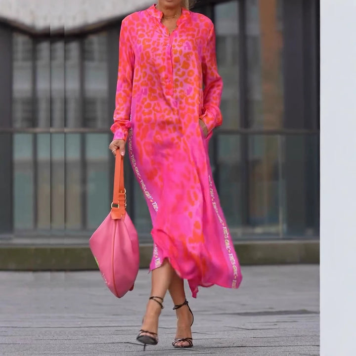 Damen Maxikleid mit modischem Leopardenmuster und schimmernden Details Drune
