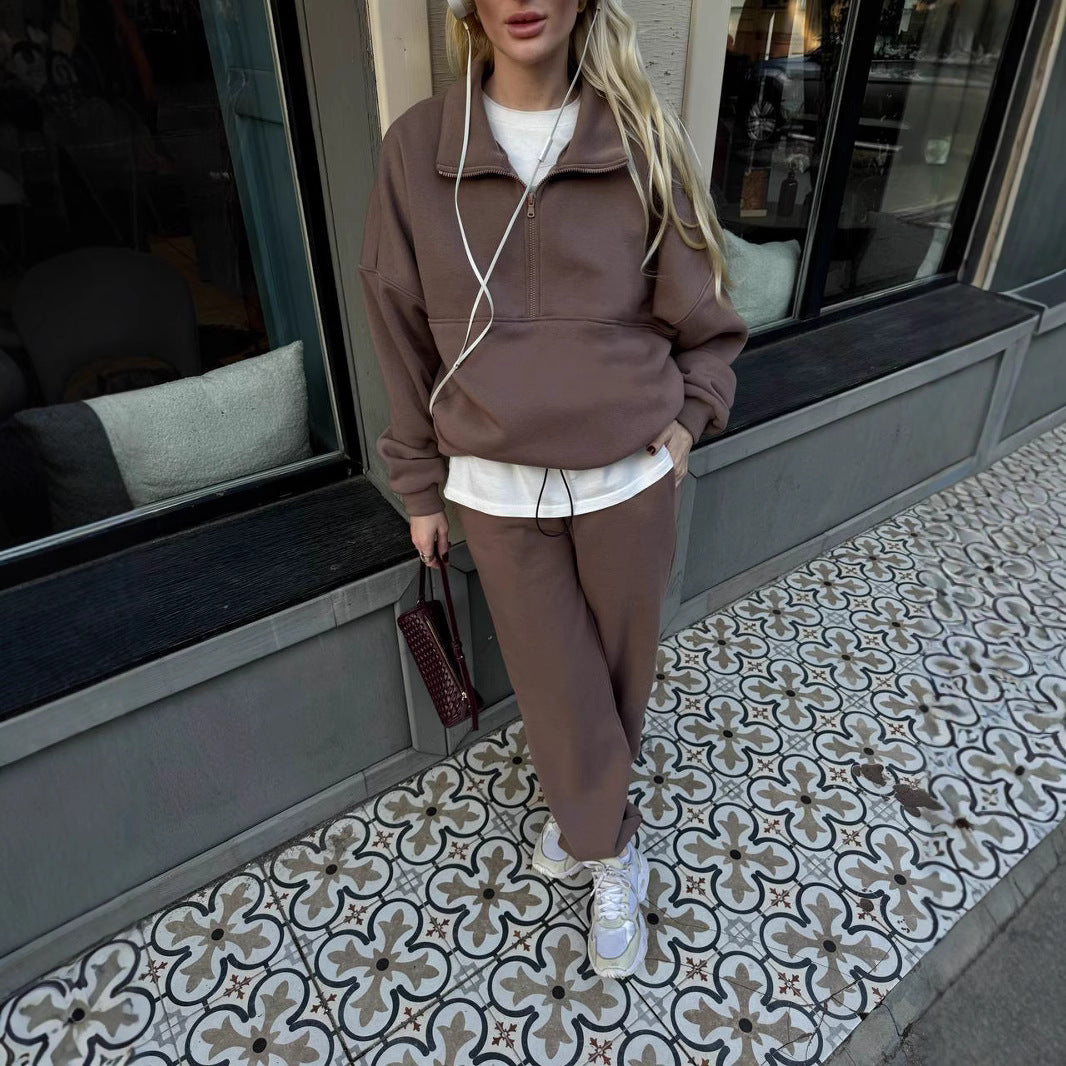 Damen Lässiger Oversized Hoodie und Jogginghose Set Drune