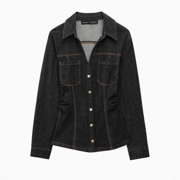 Damen 600+ taillierte Jeansjacke mit Brusttaschen und figurformenden Abnähern Drune