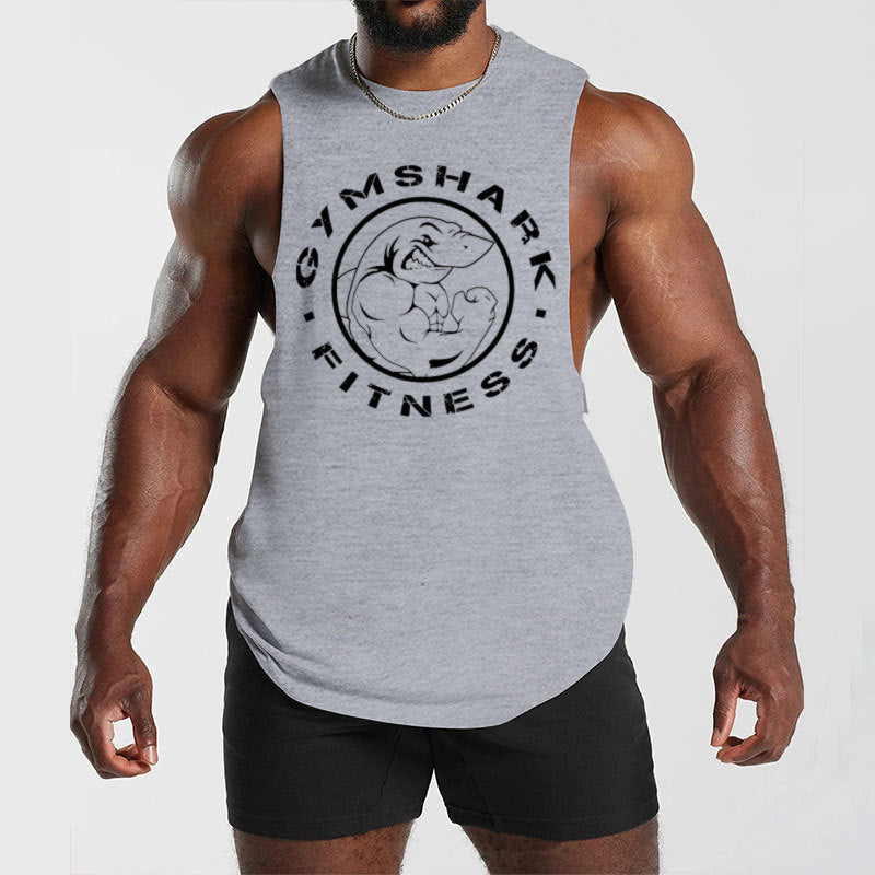 Herren nan ärmelloses Muskelshirt mit extra tiefen Armöffnungen und großem Logodruck Drune