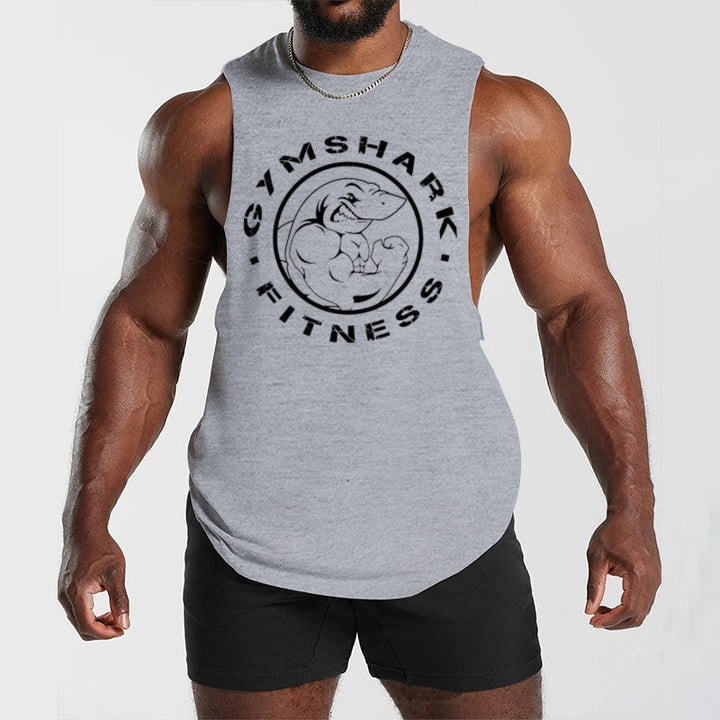 Herren nan ärmelloses Muskelshirt mit extra tiefen Armöffnungen und großem Logodruck Drune