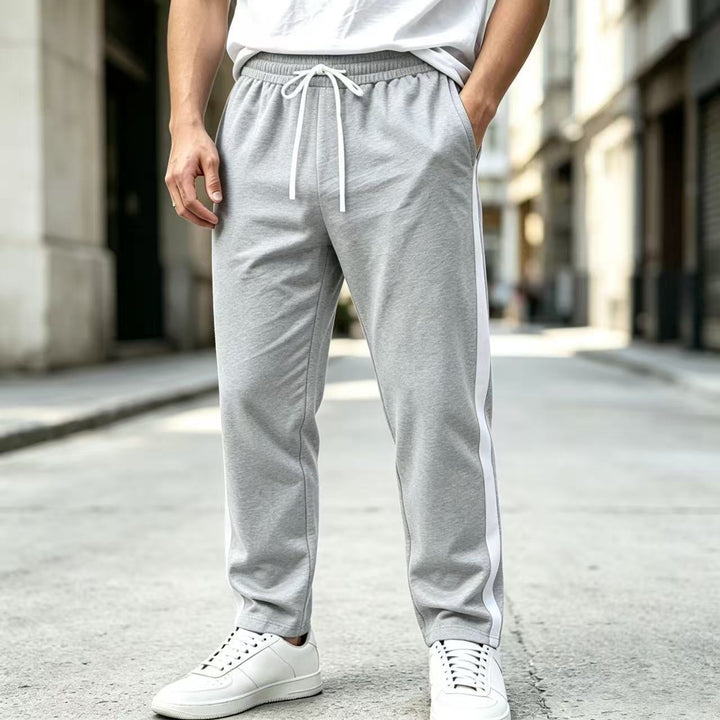 Herren Jogginghose mit seitlichem Kontraststreifen, elastischem Bund und Kordelzug Drune