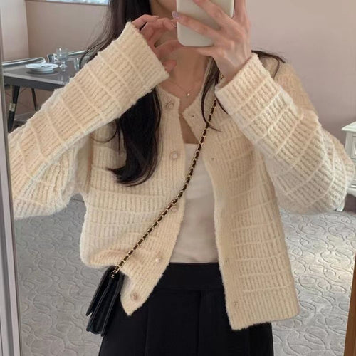 Damen Rippstrickjacke mit Knopfdetails Drune