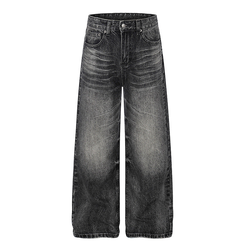 Damen Hochgeschnittene weite Palazzo-Jeans mit Used-Effekt Drune
