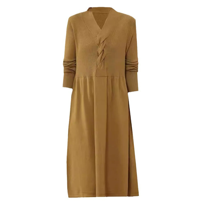 Damen Kleid mit langem Arm und moderne Wickeloptik Drune