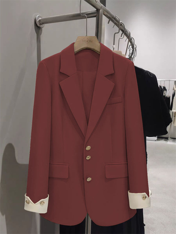 Damen Eleganter Blazer mit goldenen Knopfdetails Drune