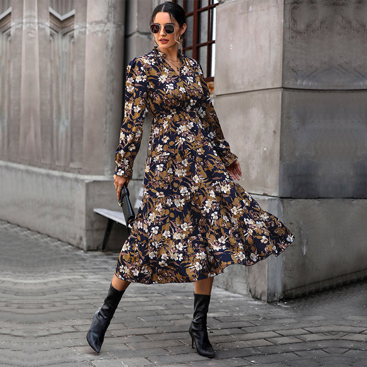 Damen Blumiges Maxikleid mit Rüschendetails Drune