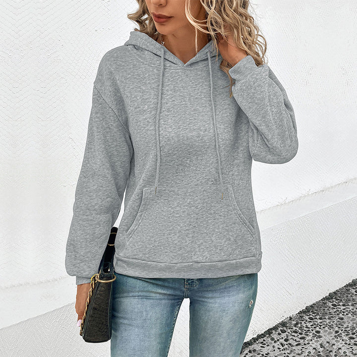 Damen Klassischer Kapuzenpullover mit Kängurutasche und schmaler Bündchenpassform Drune