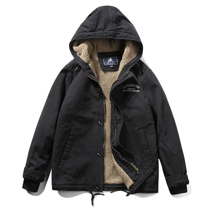 Herren Thermoisolierter Canvasparka mit vollem Sherpa-Innenfutter und Kapuze Drune