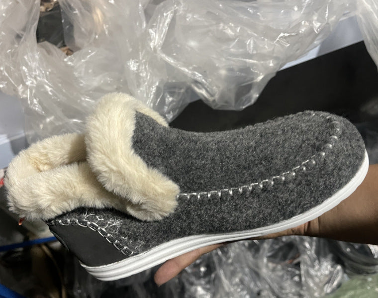 Damen Gefütterte Filz-Mules mit Teddyfutter und ergonomischer Gummisohle Drune