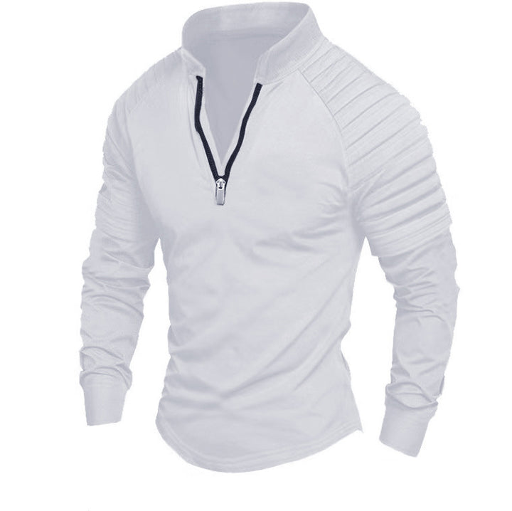 Herren Slim-Fit Troyer mit gesteppter Schulterpasse und halbem Reißverschluss Drune