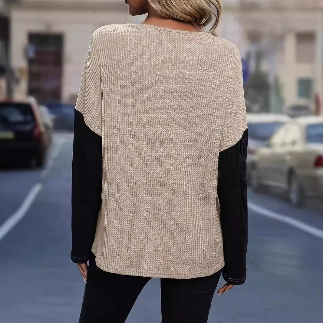 Damen Elegantes Strickoberteil mit gehäkeltem Spitzenkragen Drune