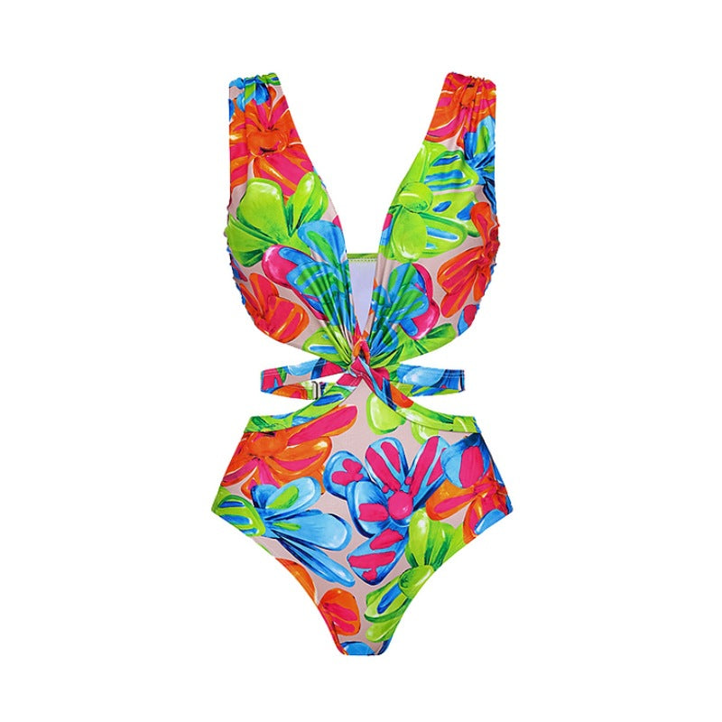 Damen Einteiler Badeanzug mit floralem Cut-Out Design Drune