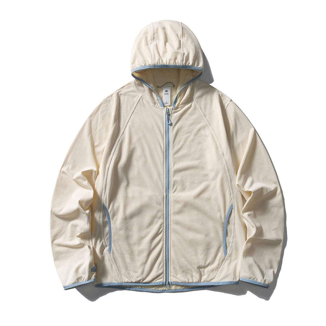 Unisex Leichte Kapuzen‑Fleecejacke mit Raglanärmeln und kontrastierter Kantenverarbeitung Drune