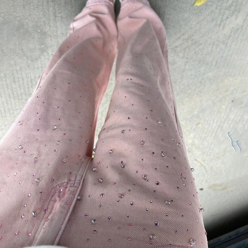 Damen Denim-Hose mit eleganten Perlenapplikationen und modischem Schnitt Drune