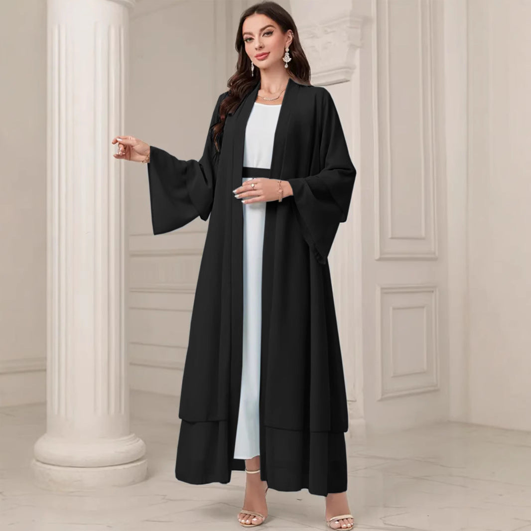 Damen Elegante lange Kimono-Jacke aus fließendem Stoff mit weitem Schnitt Drune