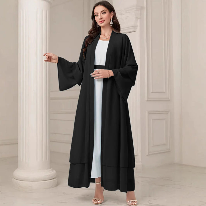 Damen Elegante lange Kimono-Jacke aus fließendem Stoff mit weitem Schnitt Drune