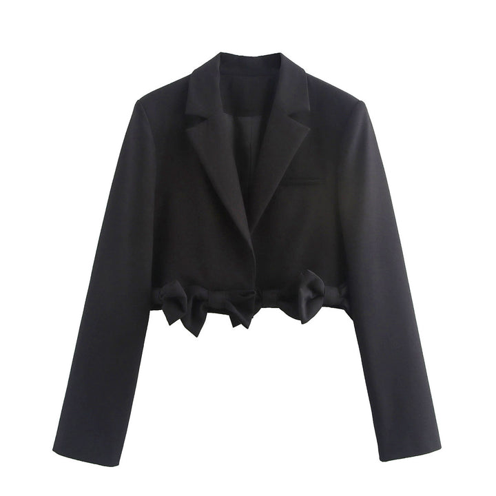 Damen cropped Blazerjacke mit Rüschendetails und schickem Schnitt Drune