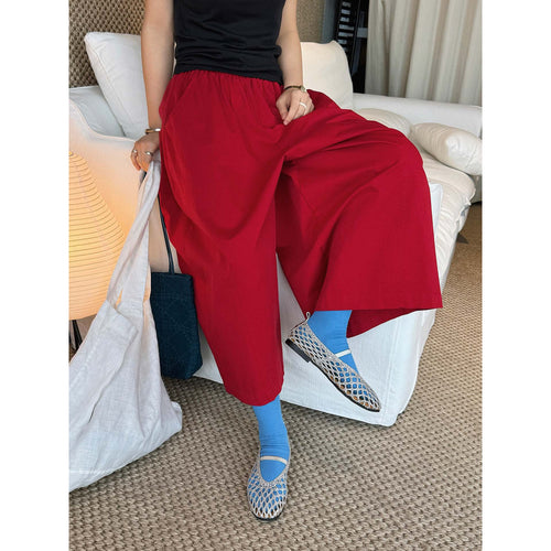 Damen Extraweite Balloon-Culotte aus Baumwoll-Twill mit Tunnelzug und Umschlag-Bund Drune