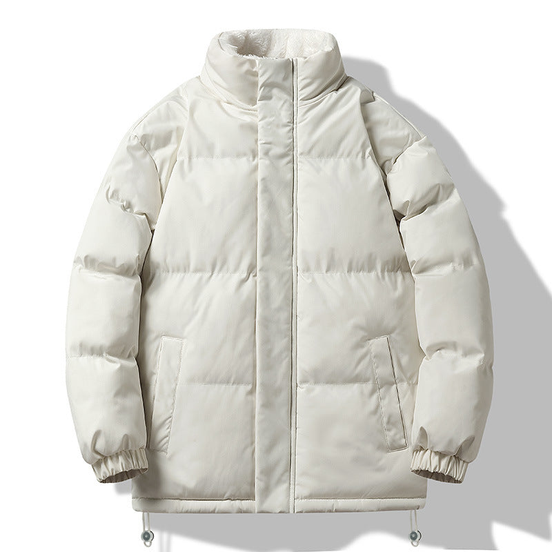 Herren Wattierter Kurzparka mit hohem Stehkragen Teddyfutter elastischen Bündchen und Kordelzug Drune