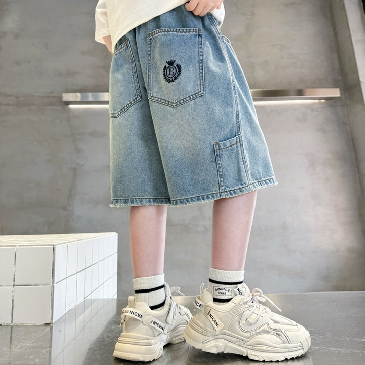 Unisex trendige weit geschnittene Denim-Shorts mit praktischen Taschen Drune