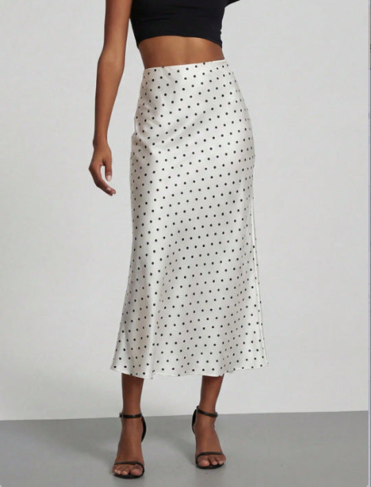 Damen-Satinrock mit hoher Taille und Midi-Länge
