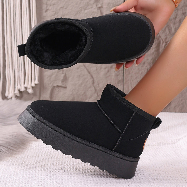 Damen Gefütterte Kurzstiefel mit Plateau‑Sohle und Velours‑Optik Drune