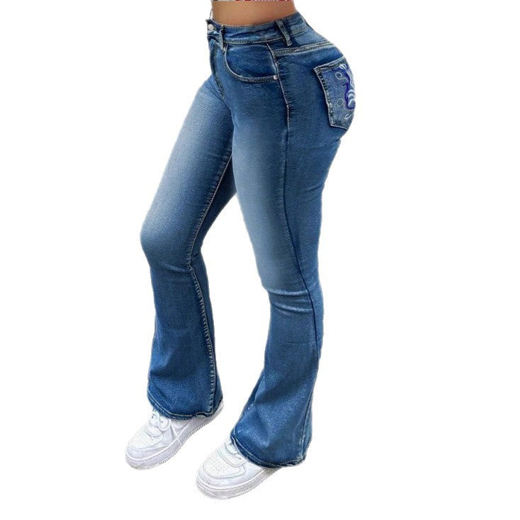 Damen Hochtaillierte Bootcut-Jeans mit formendem Bund und leichtem Schlag Drune
