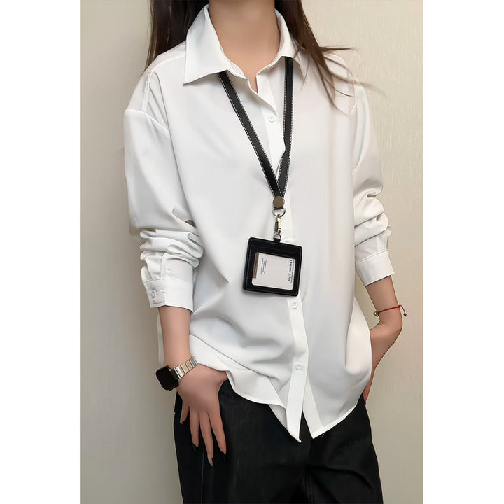 Damen Elegante und luftige Bluse mit Stehkragen Drune