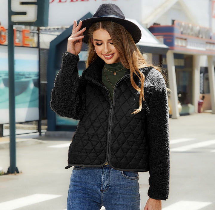 Damen Kuschelige Steppjacke mit weichem Kragen und kontrastierenden Ärmeln Drune