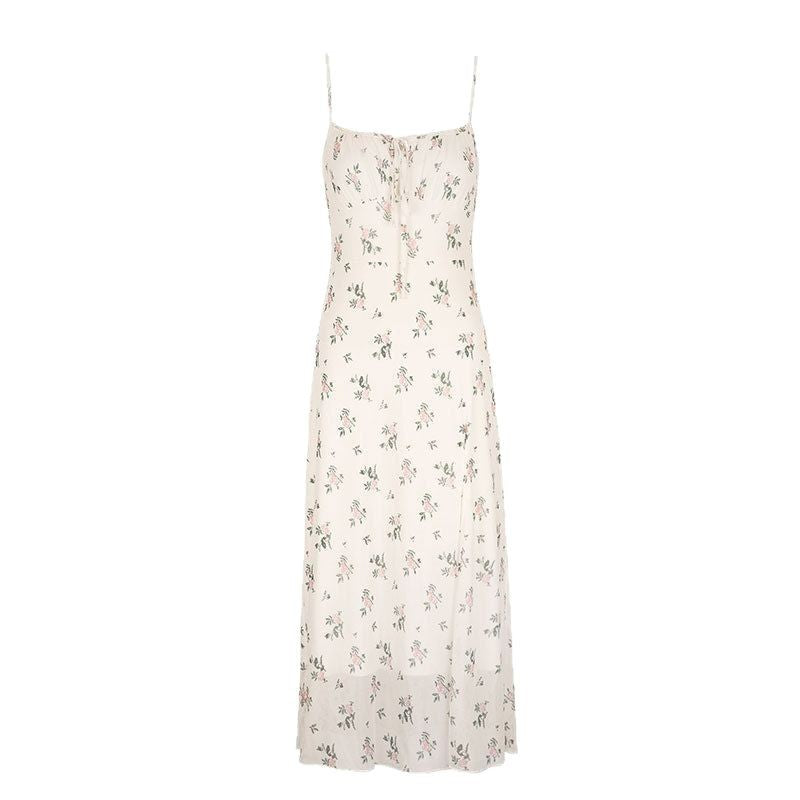 Damen Maxikleid mit feinen Spaghetti-Trägern und floralem Druck Drune