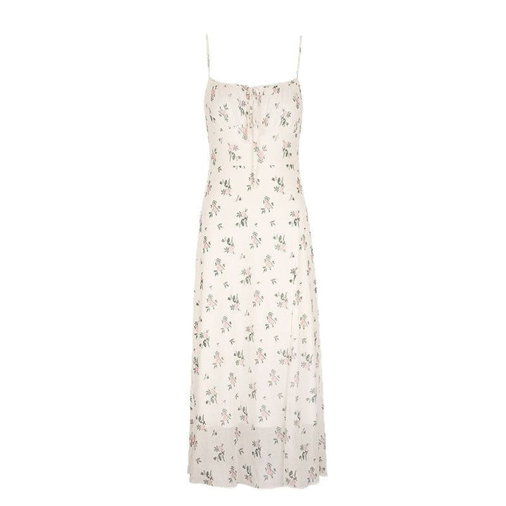 Damen Maxikleid mit feinen Spaghetti-Trägern und floralem Druck Drune