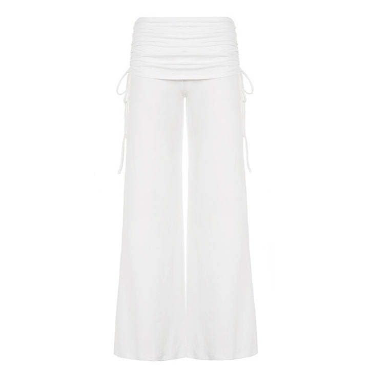 Damen Palazzo-Loungehose mit Raffung-Umschlagbund und Komfortstretch Drune