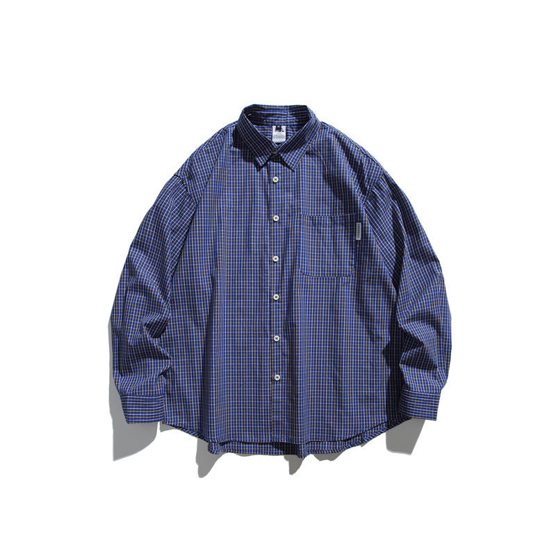 Unisex Lockeres Oversize-Karohemd mit Dropped-Shoulder und Brusttasche Drune