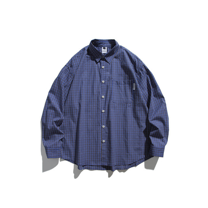 Unisex Lockeres Oversize-Karohemd mit Dropped-Shoulder und Brusttasche Drune