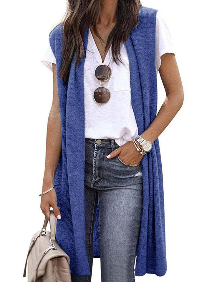 Damen offene Strickjacke mit lässigem Schnitt und langen Seitenpartien Drune