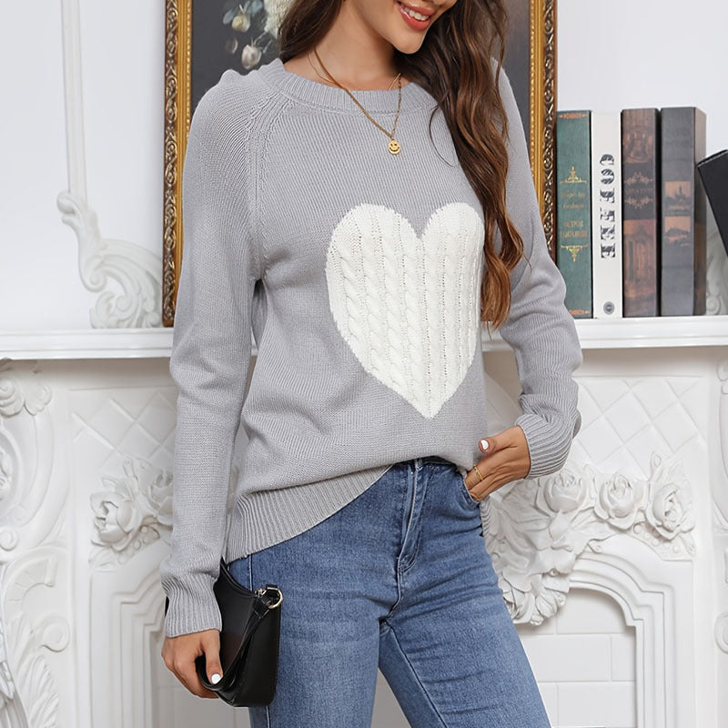 Damen Strickpullover mit Herzmotiv und feiner Struktur Drune