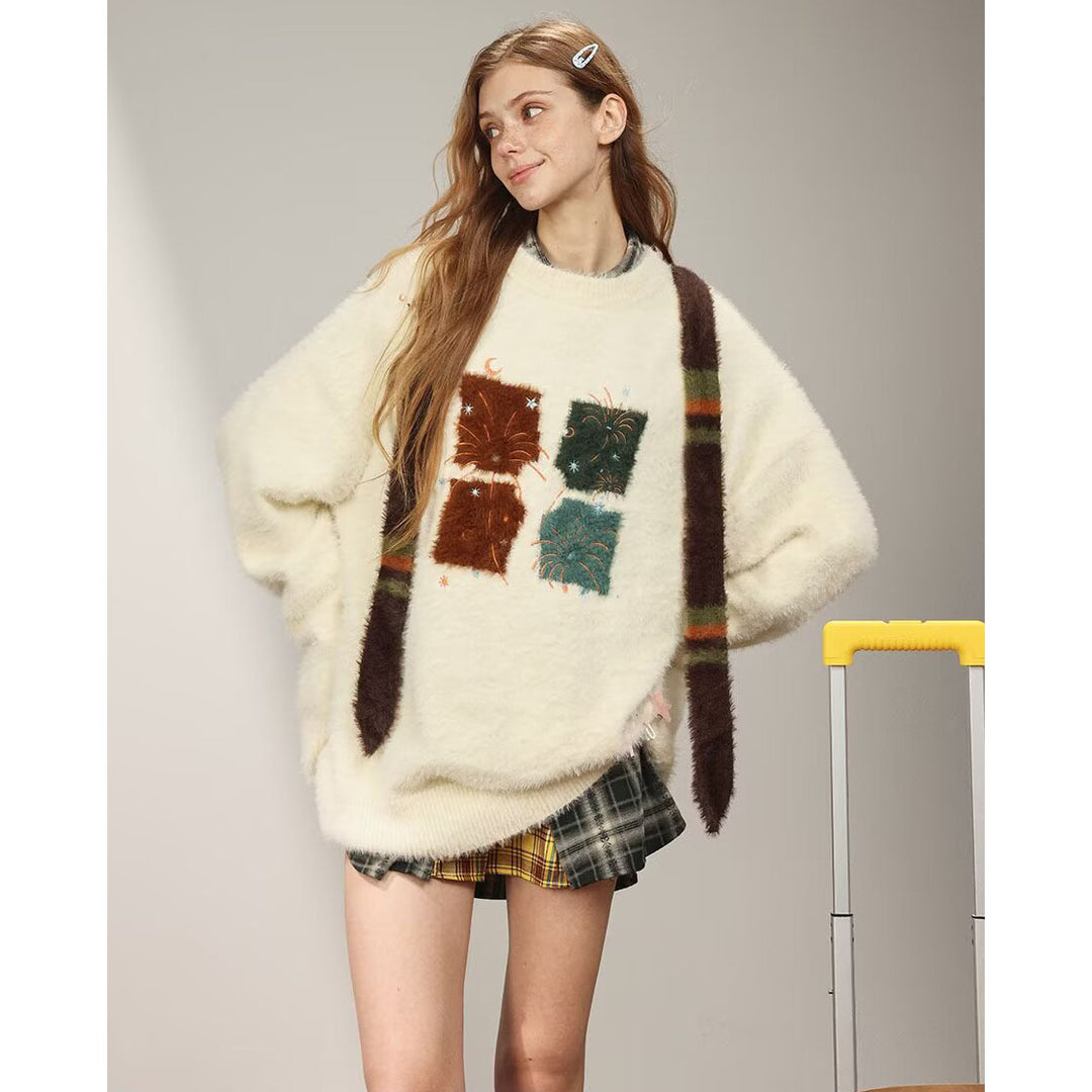 Herren Gemütlicher Grobstrickpullover mit einzigartigem Tiermotiv Drune