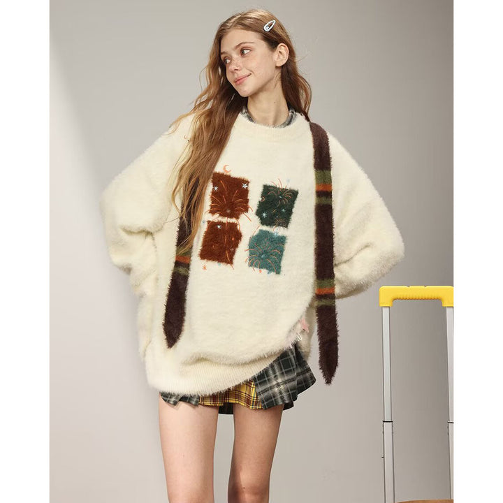 Herren Gemütlicher Grobstrickpullover mit einzigartigem Tiermotiv Drune