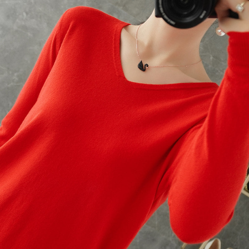Damen leichter V-Ausschnitt Kaschmir-Look Feinstrickpullover Drune