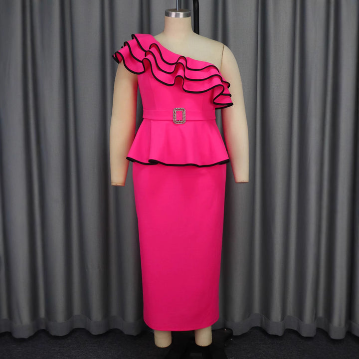 Damen Elegantes Wickelkleid mit Rüschen und transparentem Oberteil Drune