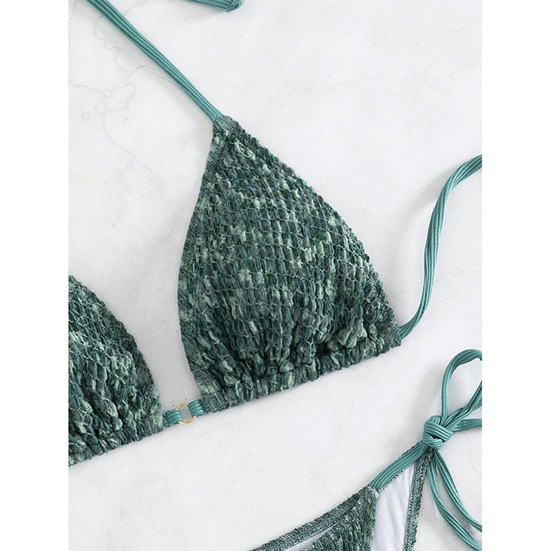 Damen Triangel-Bikini mit eleganten Bindebändern und rippierter Textur Drune
