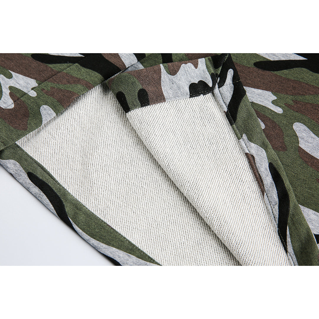 Damen Midi-Rock im Camouflage-Style mit elastischem Bund und Kordelzug Drune