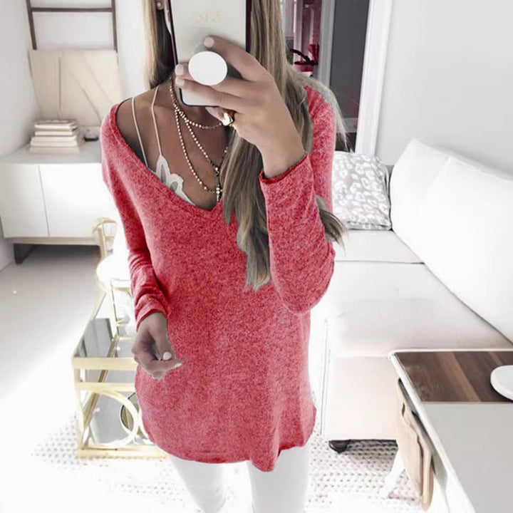 Damen feinstrick Tunika mit tiefem V-Ausschnitt und lässigem Oversized-Schnitt Drune